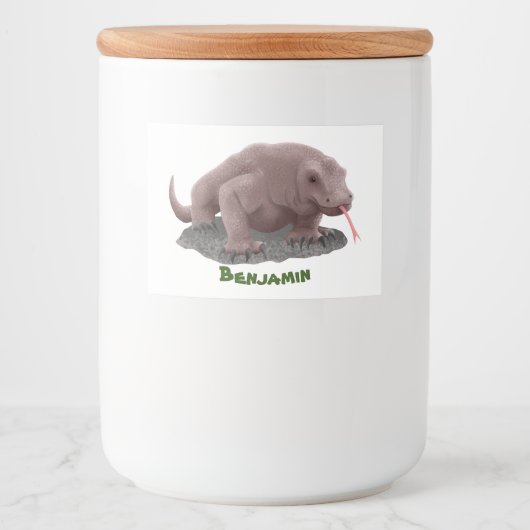 Komodo Dragon Illustration Lebensmitteletikett (Vorderseite)