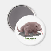 Komodo Dragon Illustration Magnet (Vorderseite/Rückseite)