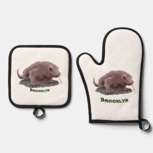 Komodo Dragon Illustration Ofenhandschuh & Topflappen-Set