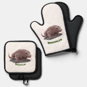 Komodo Dragon Illustration Ofenhandschuh & Topflappen-Set (Vorderseite/Rückseite)