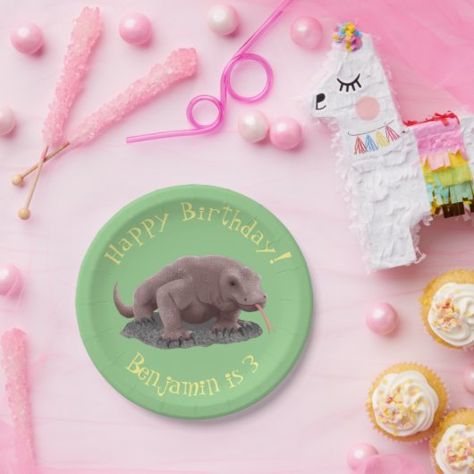 Komodo Dragon Illustration Pappteller (Party)