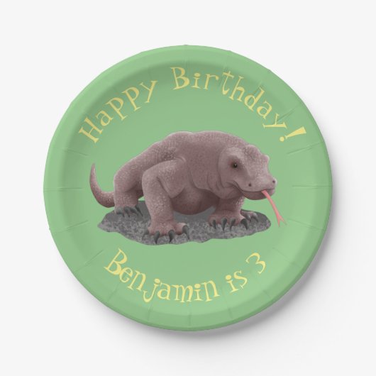 Komodo Dragon Illustration Pappteller (Vorderseite)