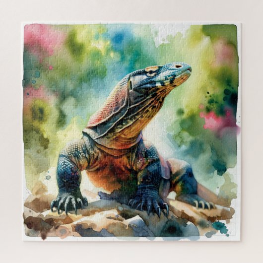 Komodo Dragon in Watercolor REF20 - Watercolor Puzzle (Vertikal)