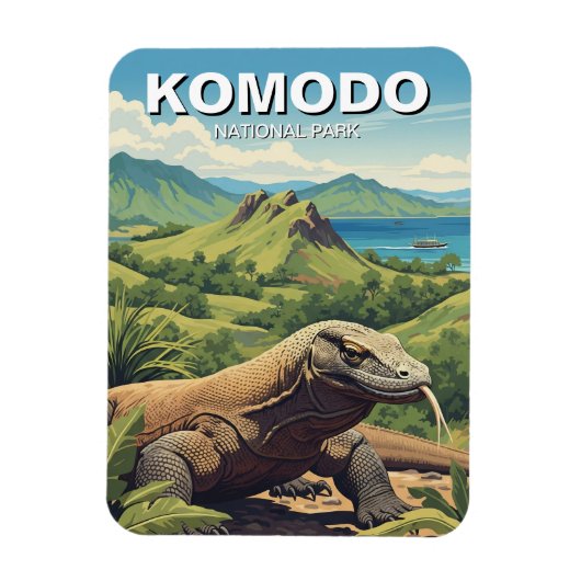 Komodo Dragon Indonesien Nationalpark Magnet (Vertikal)