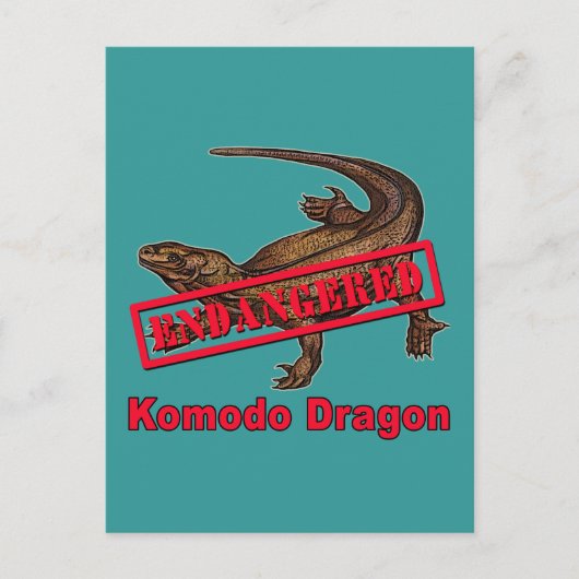Komodo Dragon Tshirts vom Aussterben bedroht Postkarte (Vorderseite)