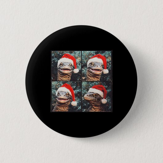 Komodo Dragon Weihnachten Button (Vorderseite)