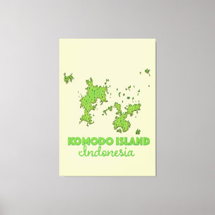 Komodo Insel Indonesien Karte Leinwanddruck