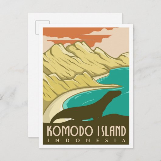 Komodo Insel Indonesien Vintage Travel Postkarte (Vorne/Hinten)