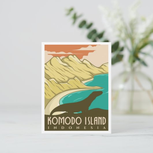 Komodo Insel Indonesien Vintage Travel Postkarte (Stehend Vorderseite)