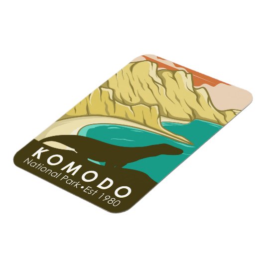Komodo Nationalpark Indonesien Vintag Magnet (Linke Seite)
