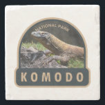 Komodo Nationalpark Indonesien Vintag Steinuntersetzer<br><div class="desc">Komodo Vektorgrafik Design. Der Nationalpark ist ein Nationalpark in Indonesien,  der sich auf den kleineren Sunda-Inseln im Grenzgebiet zwischen den Provinzen Ost-Nusa-Tenggara und West-Nusa-Tenggara befindet.</div>