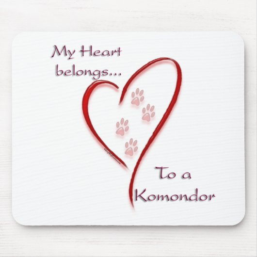 Komondor Heart Belongs Mousepad (Vorne)
