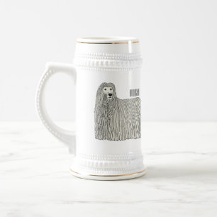 Komondor Hund Cartoon Illustration Bierglas