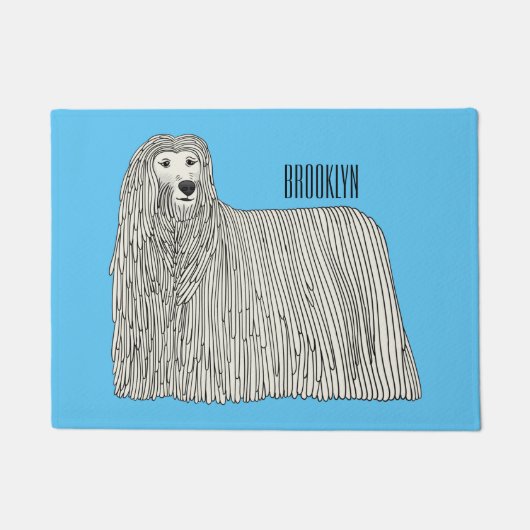 Komondor Hund Cartoon Illustration Fußmatte (Vorderseite)