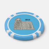 Komondor Hund Cartoon Illustration Pokerchips (Einzeln)