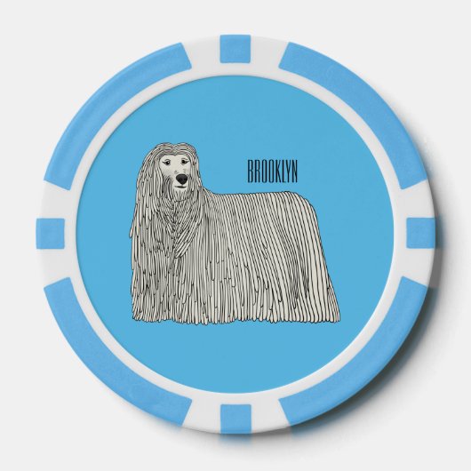 Komondor Hund Cartoon Illustration Pokerchips (Vorderseite)