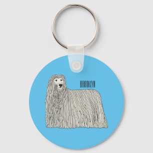 Komondor Hund Cartoon Illustration Schlüsselanhänger