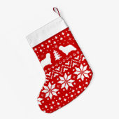 Komondor Hund Silhouetten Holiday Pattern Red Kleiner Weihnachtsstrumpf (Rückseite (Hängend))