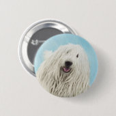 Komondor-Malerei - Niedliche Original-Hunde-Kunst Button (Vorne & Hinten)