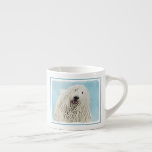 Komondor-Malerei - Niedliche Original-Hunde-Kunst Espressotasse (Rechts)