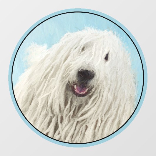 Komondor-Malerei - Niedliche Original-Hunde-Kunst Fensteraufkleber (Blatt)