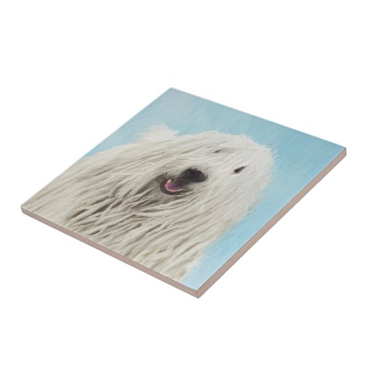 Komondor-Malerei - Niedliche Original-Hunde-Kunst Fliese (Seite)