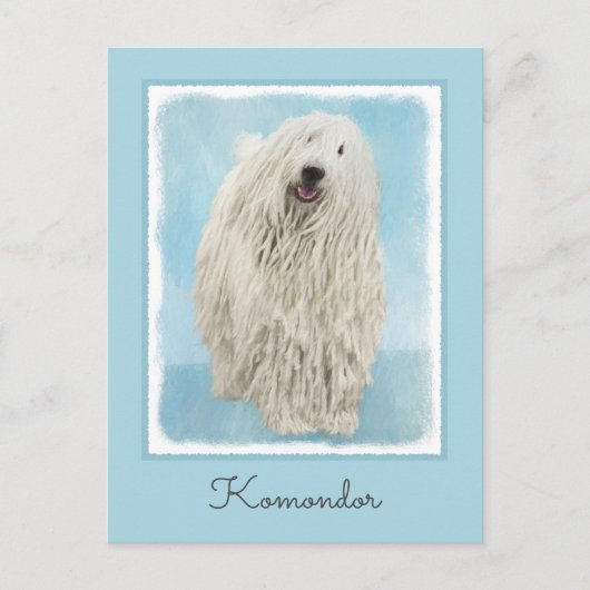 Komondor-Malerei - Niedliche Original-Hunde-Kunst Postkarte (Vorderseite)