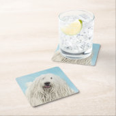 Komondor-Malerei - Niedliche Original-Hunde-Kunst Rechteckiger Pappuntersetzer (Vor Ort)