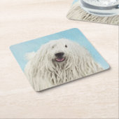 Komondor-Malerei - Niedliche Original-Hunde-Kunst Rechteckiger Pappuntersetzer (angewinkelt)