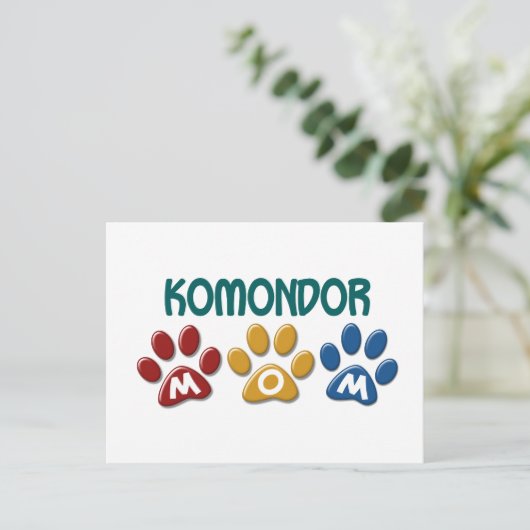 KOMONDOR Mama Paw Print 1 Postkarte (Stehend Vorderseite)