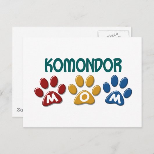 KOMONDOR Mama Paw Print 1 Postkarte (Vorne/Hinten)