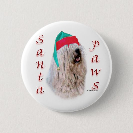 Komondor Santa Paws Button (Vorderseite)
