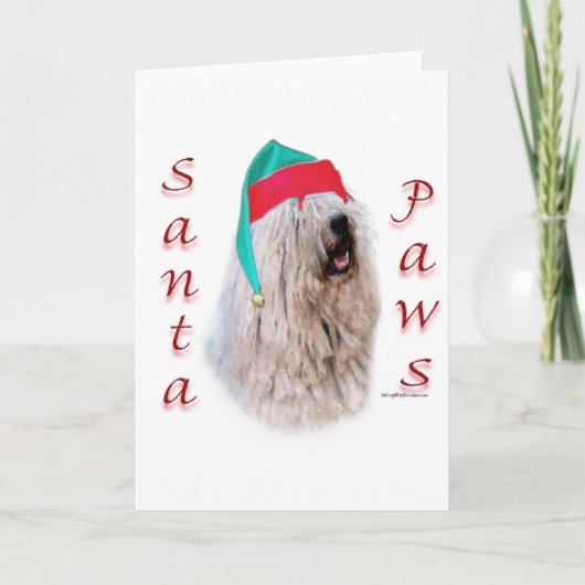 Komondor Santa Paws Feiertagskarte (Vorderseite)