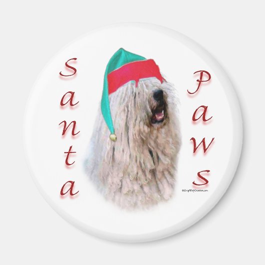 Komondor Santa Paws Magnet (Vorne)