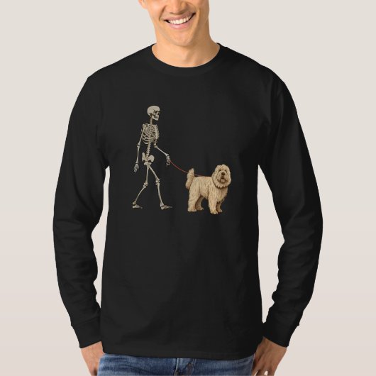Komondor Skeleton Dog Walking Halloween Dog T-Shirt (Vorderseite)