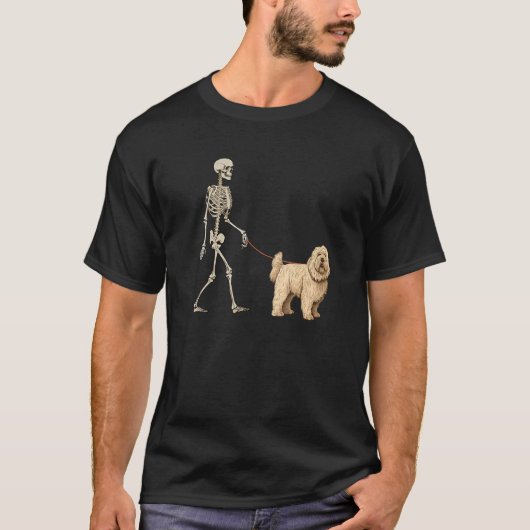 Komondor Skeleton Dog Walking Halloween Dog T-Shirt (Vorderseite)