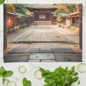 Komorebi - The Sun-Drenched Temple Geschirrtuch (Gefaltet)