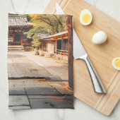 Komorebi - The Sun-Drenched Temple Geschirrtuch (Viertel Falte)