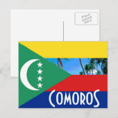 Komoren - Flagge der Komoren Postkarte (Vorne/Hinten)