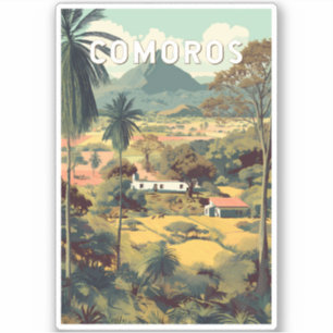 Komoren Illustration Reise Kunst Vintage Aufkleber