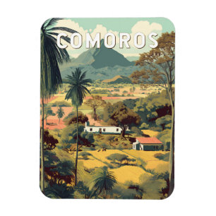 Komoren Illustration Reise Kunst Vintage Magnet