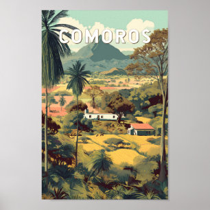 Komoren Illustration Reise Kunst Vintage Poster