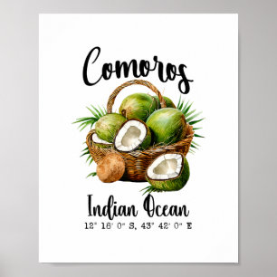Komoren Kokosnuss Indischer Ozean Tropeninsel Gps Poster