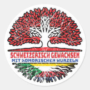 Komoren Komorisch Schweizer Schweiz Baum Wurzel Runder Aufkleber