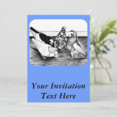 Komorner Tumbler Pigeon Quartett Einladung (Stehend Vorderseite)