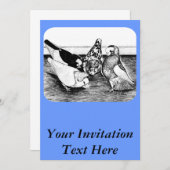 Komorner Tumbler Pigeon Quartett Einladung (Vorne/Hinten)