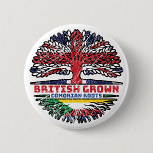 Komoros Comorian Britisch-UK Tree Roots Flag Button