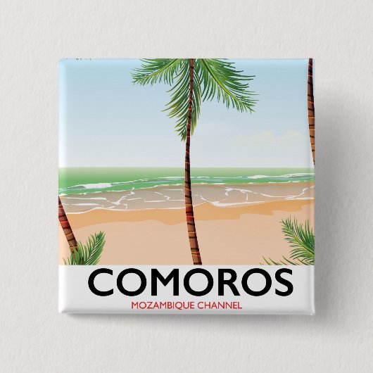 Komoros Insel Urlaub Poster. Button (Vorderseite)