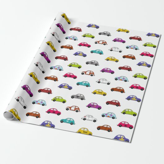 Kompakte Autos im Retro-Stil Geschenkpapier (Ungerollt)