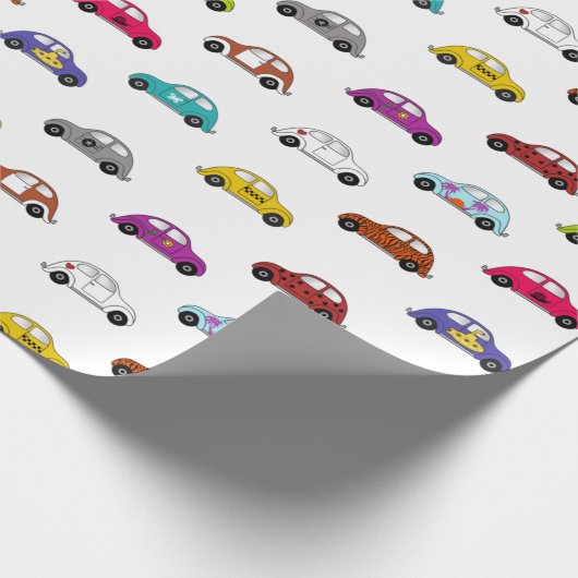 Kompakte Autos im Retro-Stil Geschenkpapier (Ecke)
